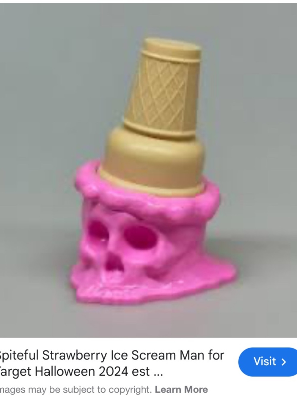 Strawberry Ice Cream Skull Figurine — Pink & Tan